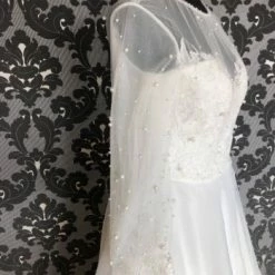 Something Blue Jasmine Couture Wedding Dress Chiffon Ivory Size 12 Long Sleeve WEDDING DRESSES