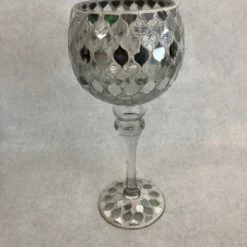 Something Blue Goblet Size 11.5" Glass Silver CANDLES DECOR