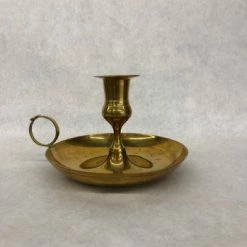 Something Blue DECOR Taper Candle Holder Size 5.5" Brass Brass CANDLES