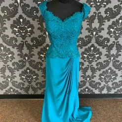 Something Blue Montage 116937 Formal Chiffon/Lace Teal Size 12 FORMAL DRESSES