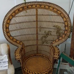 Something Blue 58"x43" Wicker Brown And Black Peacock Chair RENTAL