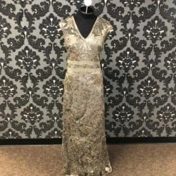 Something Blue FORMAL/MOTHER'S DRESSES Tadashi Shoii Women Formal Lace/Sequin Gold/Gray Size 14