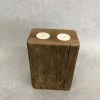 Something Blue Double Tea Light Holder Wood Size 7.25" WOOD DECOR