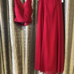 Something Blue Dream Dressy Women's Prom Dress Chiffon Burgundy Size 00 V-Neck
