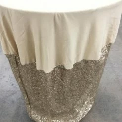 Something Blue Wedding Tablecloth Stretch Sequin Champagne Size 30