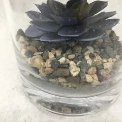 Something Blue Wedding DECOR Partylite Centerpiece Glass/Metal/Succulent/Rock Size 15" CENTERPIECES