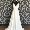 Something Blue WEDDING DRESSES Stella York 7042 Wedding Dress Size 12 Crepe Ivory Sleeveless A-line Deep V
