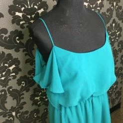 Something Blue Size 10 Teal Wtoo Polyester Floor Cold Shoulder FORMAL/MOTHER'S DRESSES