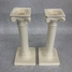 Something Blue DECOR Taper Candle Holder Ceramic Ivory Size 2pc CANDLES