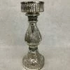 Something Blue Pillar Candle Holder Size 11.5" Glass Silver Mercury Glass CANDLES DECOR