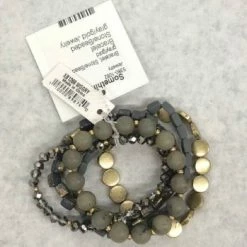 Something Blue Bracelet Stone/Beaded Gray/gold Jewelry