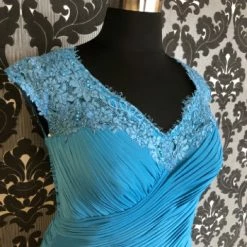 Something Blue Mon Cheri 115608 Women's Formal Poly-Spandex Light Blue Size 16