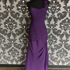 Something Blue Size 6 Purple Rina Di Montella 1662 Floor Chiffon Strapless W/ Shall
