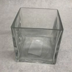 Something Blue Vase Glass Clear Size 5" Square VASES DECOR