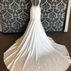 Something Blue Allure Bridal Size 8 Ivory Crepe With Cap Sleeve Fit & Flare