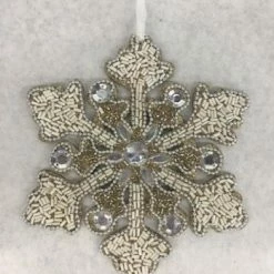 Something Blue Wedding THE PARLOUR Wht/Gld Christmas Snowflake Ornament
