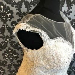 Something Blue House Of Wu 15657 Wedding Dress Lace/Tulle Ivory Size 22 AS IS HOLES IN SKIRT