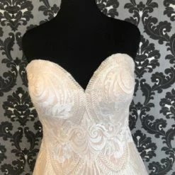 Something Blue Wedding Dress Size 16 Embroidered Lace Ivory/Champ Strapless Ballgown WEDDING DRESSES