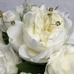 Something Blue DECOR Floral Arrangement Size 9" Flowers White/Gold FLORAL