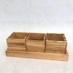 Something Blue Box Wood Medium Stain Size 4pc WOOD DECOR