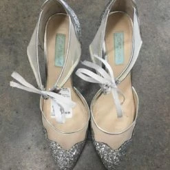 Something Blue Wedding Betsey Johnson SB-Stela Women's Shoe Glitter Silver Size 10 SHOES