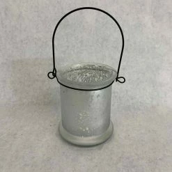 Something Blue Candle Holder Size 4"x3.25" Mercury Glass Frosted/silver RENTAL