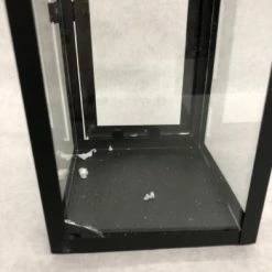 Something Blue DECOR As Is Hobby Lobby Lantern Metal/Glass Black/Clear Size 4.5" X 12.5"