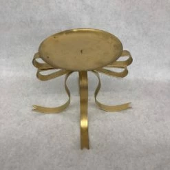 Something Blue Pillar Candle Holder Size 8" Metal Gold CANDLES