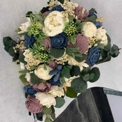 Something Blue Sola Flowers Bouquet Sola Flowers Navy/Lavender/Ivory/Green Size 17" FLORAL