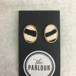 Something Blue Wedding JEWELRY Leather Zebra Stud Earrings