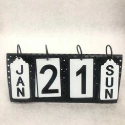 Something Blue Calendar Metal Black/white Size 10"x4.5" CENTERPIECES DECOR