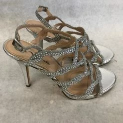 Something Blue Touch Of Nina Rhinestone Silver Size 8M Strappy Heels