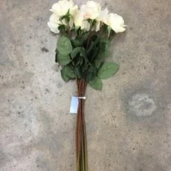 Something Blue Wedding DECOR Rose Real Touch White/Green 6ct