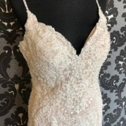 Something Blue WEDDING DRESSES Allure Bridal C534 Size 12 Ivory And Champagne Lace Beaded Mermaid