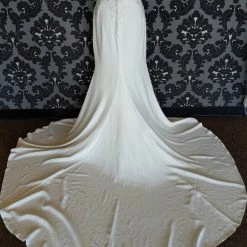 Something Blue WEDDING DRESSES Sincerity 44237 Wedding Dress Size 14 Crepe/Lace Ivory Off The Shoulder