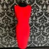 Something Blue Calvin Klein Women Cocktail Dress Poly Spandex Red Size 12 Knee FORMAL DRESSES