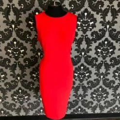 Something Blue Calvin Klein Women Cocktail Dress Poly Spandex Red Size 12 Knee FORMAL DRESSES