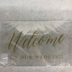 Something Blue Welcome To Our Wedding Sign Acrylic Size 10" X 16" X 0.5" Gold/Clear