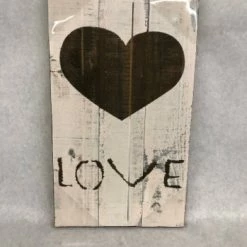 Something Blue "love" Sign Size 16"x9.5" Wood Brown/White SIGNS DECOR