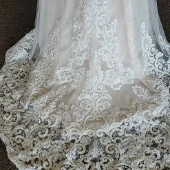 Something Blue As Is Zavana ZB203 Wedding Dress Lace Soft Champ Size 10 Sleeveless
