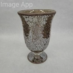 Something Blue Hobby Lobby Vase Crackle Glass Brown Size 9.5" Urn VASES