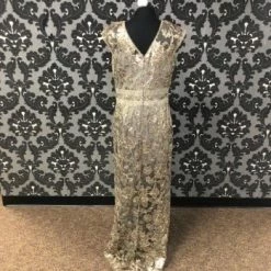 Something Blue FORMAL/MOTHER'S DRESSES Tadashi Shoii Women Formal Lace/Sequin Gold/Gray Size 14