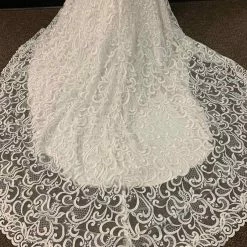 Something Blue Madeline Gardner 8209 Wedding Dress Lace Ivory Size 10 Beaded WEDDING DRESSES