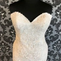 Something Blue WEDDING DRESSES Stella York 59458 Lace/Tulle Blush/ivory AS IS HOLES IN SKIRT/ STAINS ON LACE