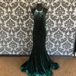 Something Blue NEW ARRIVALS Jovani Prom Dress Velvet Emerald Size 4 PROM CLEARANCE