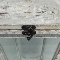 Something Blue DECOR Lantern Size 8.5"x21.5" Wood/Glass Gray LANTERNS/BIRDCAGES