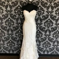 Something Blue Casablanca 2404 Wedding Dress Lace & Crepe Ivory/Silver Size 10 WEDDING DRESSES