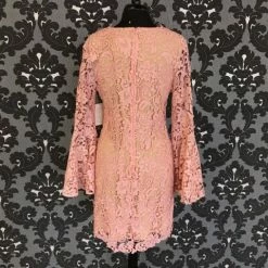 Something Blue Size 12 Blush Julian Chang Knee Lace Long Bell Sleeve FORMAL/MOTHER'S DRESSES