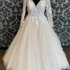Something Blue Madison James MJ617 Ivory Tulle And Sequin Lace Ballgown With Long Sleeves WEDDING DRESSES