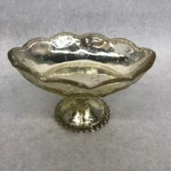 Something Blue Quick Candles Vase Mercury Glass Champagne Size 4.25"x7.5"x5.5" Bowl VASES